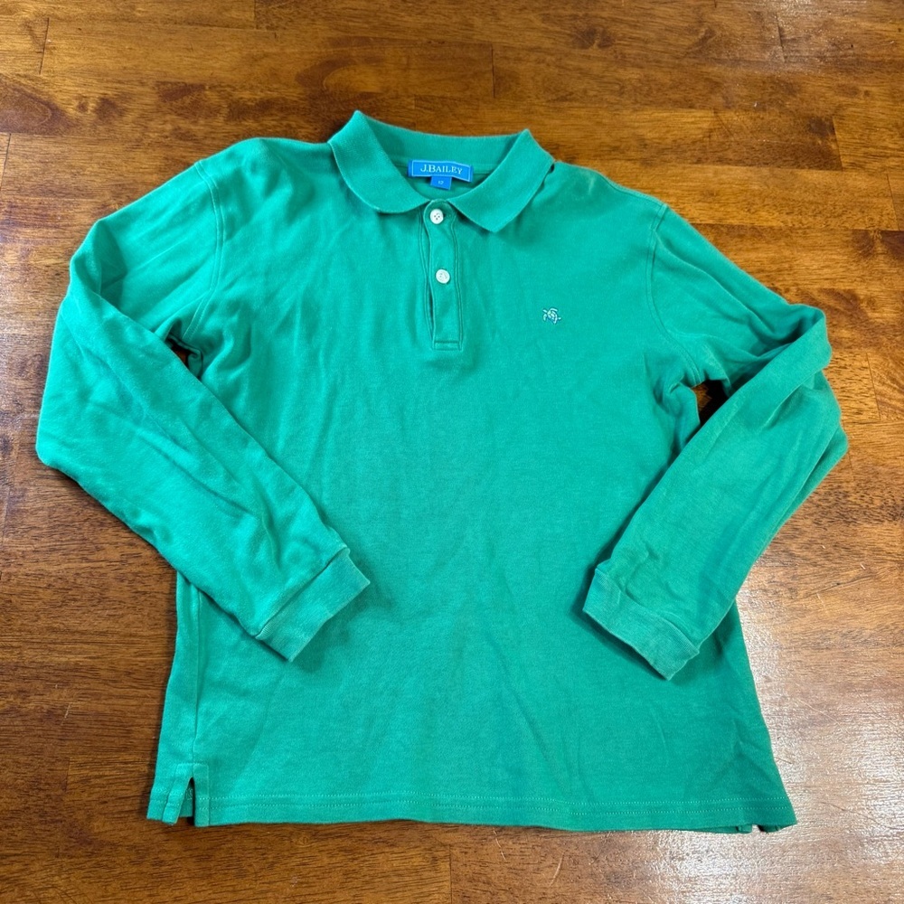 J. Bailey Green Long Sleeve Polo Shirt size 12